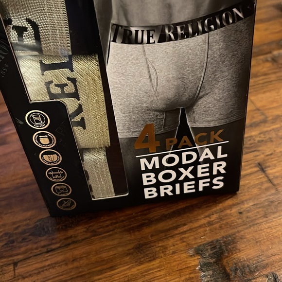 True Religion 4 Pack Modal Boxer Briefs XL ALL BLACK GOLD BAND - Picture 3 of 8